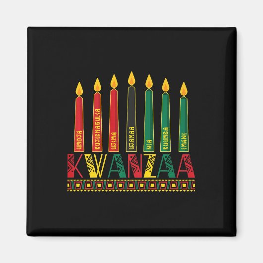 Grappig Happy Kwanzaa Kinara Principes Kaarsen Pan Magneet (Voorkant)