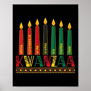 Grappig Happy Kwanzaa Kinara Principes Kaarsen Pan Poster