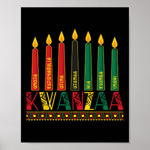 Grappig Happy Kwanzaa Kinara Principes Kaarsen Pan Poster