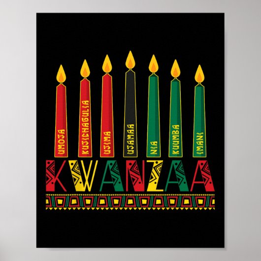 Grappig Happy Kwanzaa Kinara Principes Kaarsen Pan Poster (Voorkant)