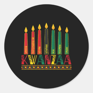 Grappig Happy Kwanzaa Kinara Principes Kaarsen Pan Ronde Sticker