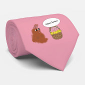 Grappig Happy paashaas Baby Chicken Pink Stropdas (Opgerold)