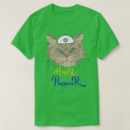 Grappig happy passover cat grappige seder jewish v t-shirt (Design voorkant)