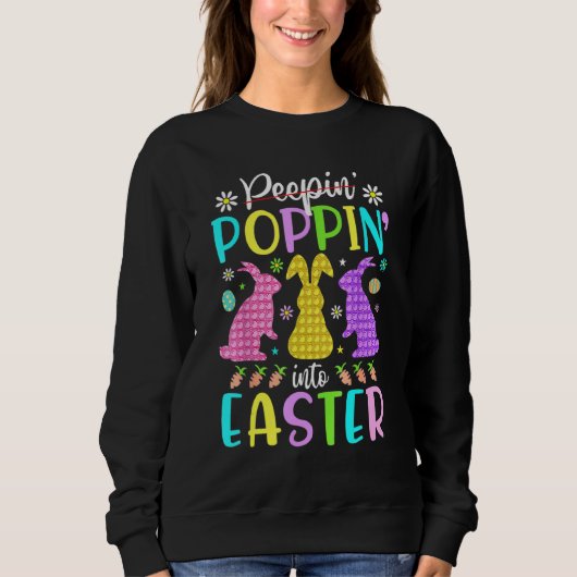Grappig Happy Poppin in Paaspaasdag Trui (Voorkant)