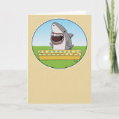 Grappig Happy Shark Peeing in Pool Birthday Kaart (Voorkant)
