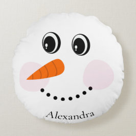 Grappig Happy Snowman-gezicht geprogrammeerd met n Rond Kussen