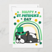 Grappig Happy St. Patrick-dagpuppy met regenboog Feestdagenkaart (Voorkant / Achterkant)
