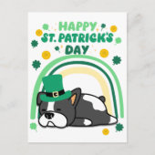 Grappig Happy St. Patrick-dagpuppy met regenboog Feestdagenkaart (Voorkant)