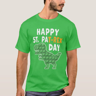 Grappig Happy St Patricks Day Rex Dinosaur Pop Fid T-shirt