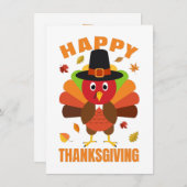 Grappig Happy Thanksgiving Day-illustratie Bedankkaart (Voorkant / Achterkant)