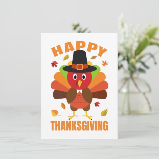 Grappig Happy Thanksgiving Day-illustratie Bedankkaart (Staand voorkant)