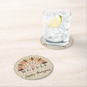 Grappig Happy Thanksgiving Gobble tot je wiebelt Ronde Kartonnen Onderzetter (Insitu)