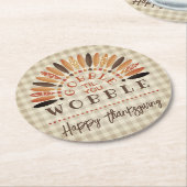 Grappig Happy Thanksgiving Gobble tot je wiebelt Ronde Kartonnen Onderzetter (Gebogen)