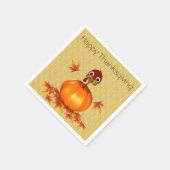 Grappig Happy Thanksgiving Turkije in Pumpkin Servetten (Hoek)