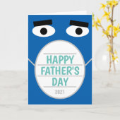 Grappig Happy Vaderdag 2022 blauw gezichtsmasker Kaart (Gele Bloem)