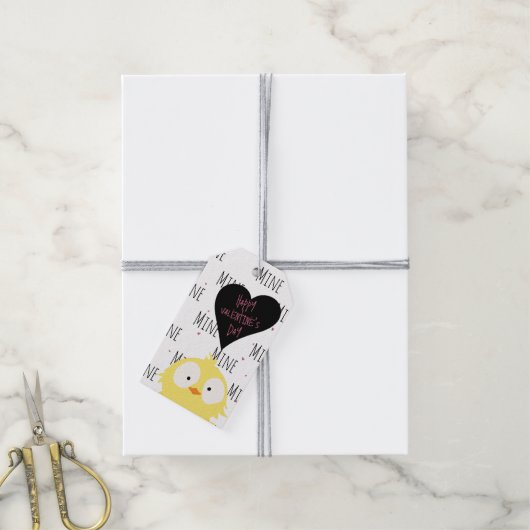Grappig Happy Valentijnsdag "Mine Pattern" Chick Cadeaulabel (Met Touw)