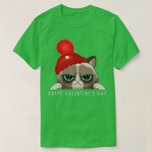 Grappig Happy Valentines Day Cat Love Heart Boys G T-shirt (Design voorkant)