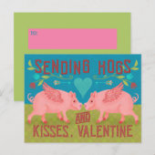Grappig Happy Valentines Day Pigs Pun Kinderen Cla Feestdagenkaart (Voorkant / Achterkant)