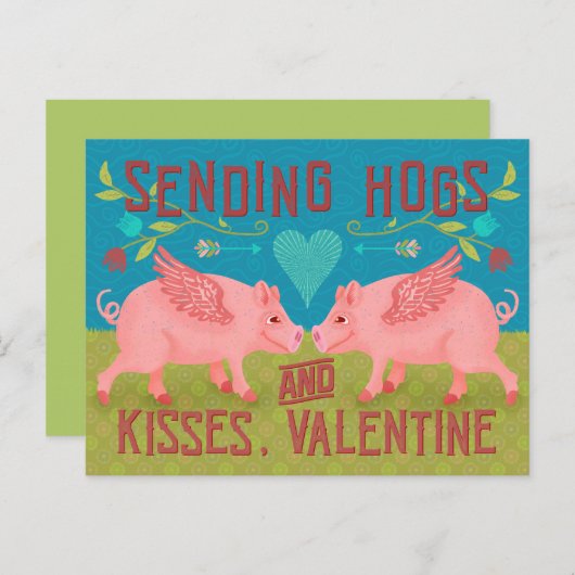 Grappig Happy Valentines Day Pigs Pun Kinderen Cla Feestdagenkaart (Voorkant / Achterkant)