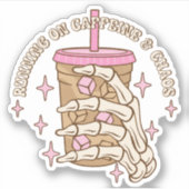 Grappig hardlopen op cafeïne en chaos vinyl Sticke Sticker (Voorkant)