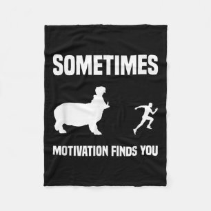 Grappig Hardlopen Shirt Sport Runner Hippo Motivat Fleece Deken