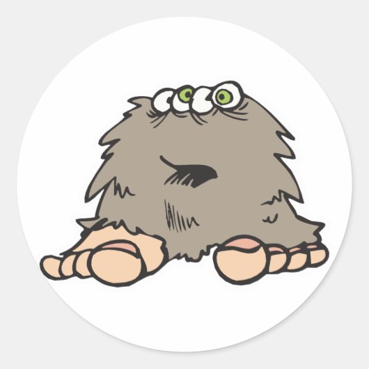 grappig harig bigfoot monster ronde sticker (Voorkant)