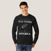 Grappig Harmonica T-shirt: Gods Echte Vriend Gesch T-shirt (Voorkant volledig)