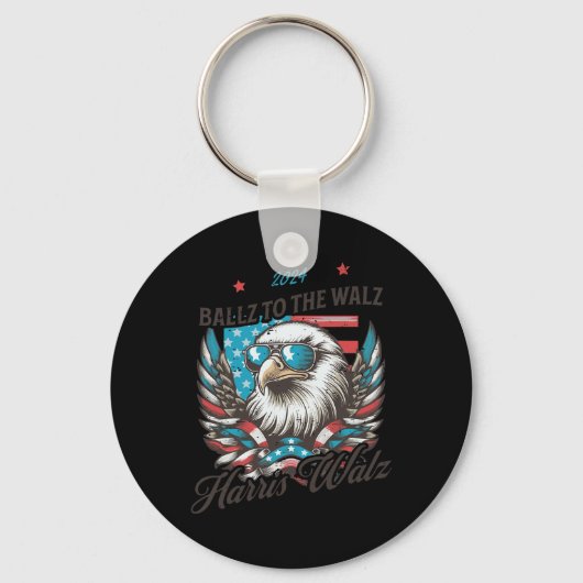 Grappig Harris Walz 2024 Ballz naar de Walz-verkie Sleutelhanger (Voorkant)