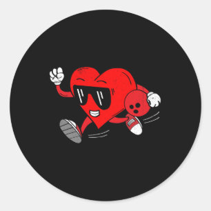 Grappig Hart Bowling Valentijnsdag Sport Jongens T Ronde Sticker