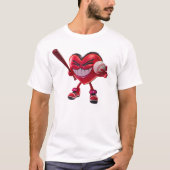 Grappig hart dat honkbal speelt t-shirt (Voorkant)