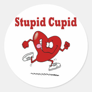 Grappig hart dat loopt van Cupido Ronde Sticker