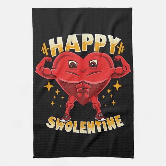 Grappig Hart Fitnesscentrum Workout Valentijnsdag  Theedoek (Verticaal)