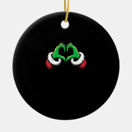 Grappig Hart Handen Kerstmis Keramisch Ornament (Voorkant)