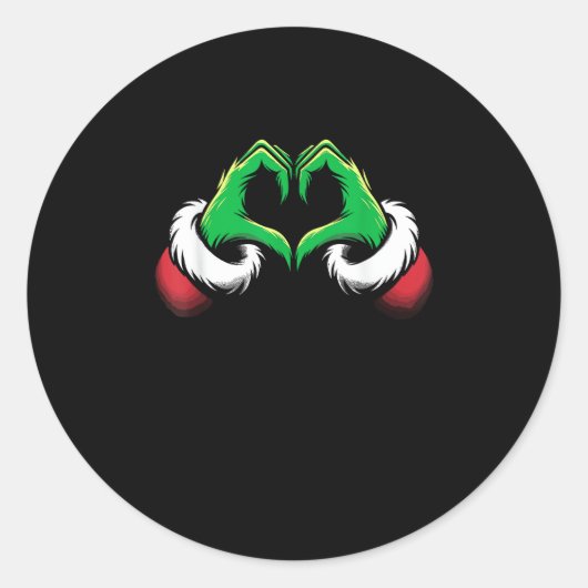 Grappig Hart Handen Kerstmis Ronde Sticker (Voorkant)