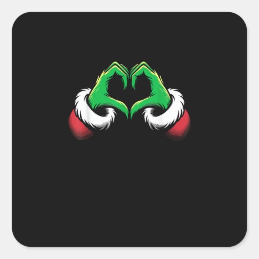 Grappig Hart Handen Kerstmis Vierkante Sticker (Voorkant)