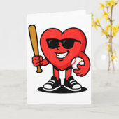 Grappig hart speelt honkbal valentijnsdag honkbal kaart (Gele Bloem)