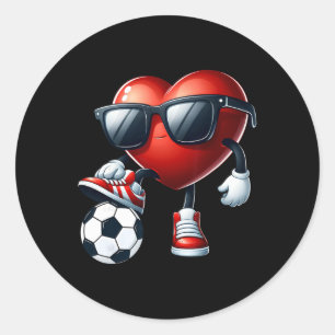 Grappig hart speelt voetbal Valentijnsdag Heren Jo Ronde Sticker