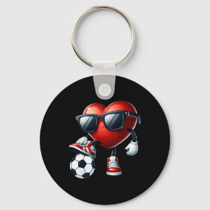 Grappig hart speelt voetbal Valentijnsdag Heren Jo Sleutelhanger