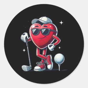 Grappig Hart Spelen Golf Valentijnsdag voor Sport Ronde Sticker