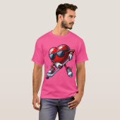 Grappig Hart Spelen Hockey Valentijnsdag Boys T-shirt (Voorkant volledig)