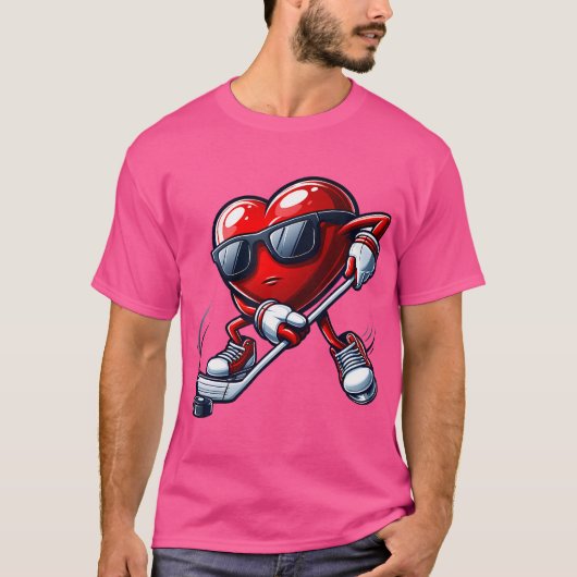 Grappig Hart Spelen Hockey Valentijnsdag Boys T-shirt (Voorkant)