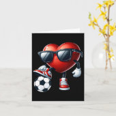 Grappig Hart Spelen Voetbal Valentijnsdag Mannen B Kaart (Gele Bloem)