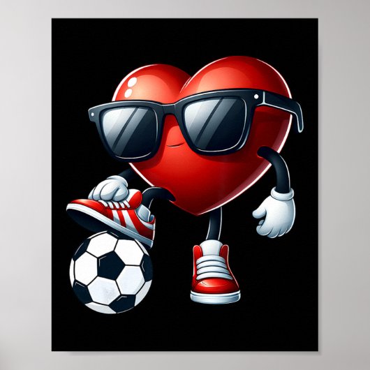 Grappig Hart Spelen Voetbal Valentijnsdag Mannen B Poster (Voorkant)