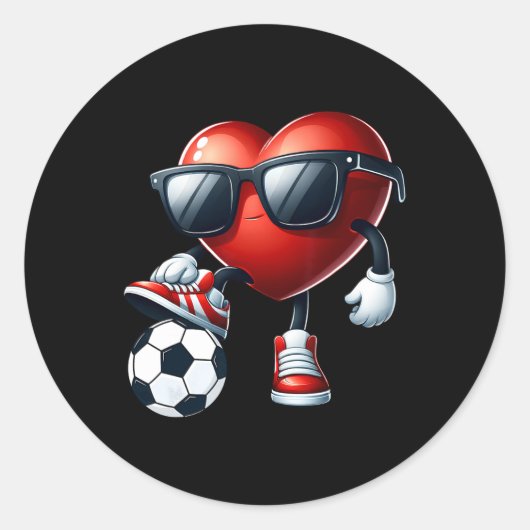 Grappig Hart Spelen Voetbal Valentijnsdag Mannen B Ronde Sticker (Voorkant)