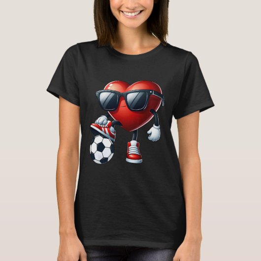 Grappig Hart Spelen Voetbal Valentijnsdag Mannen B T-shirt (Voorkant)