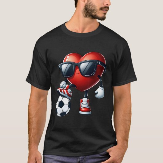 Grappig Hart Spelen Voetbal Valentijnsdag Mannen B T-shirt (Voorkant)