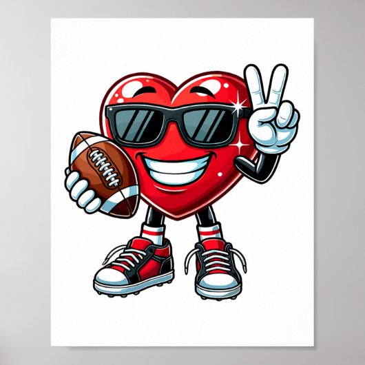 Grappig Hart Spelend Voetbal Jongens Meisjes Kinde Poster (Voorkant)