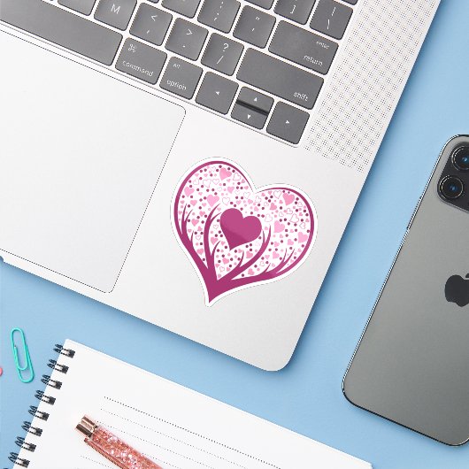 Grappig Hart Sticker (Laptop met iPhone)