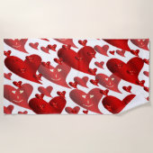 grappig, harten, hart, rood, liefde, valentijn, gl strandlaken (Voorkant)