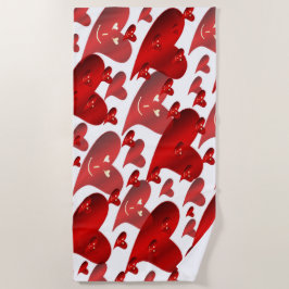 grappig, harten, hart, rood, liefde, valentijn, gl strandlaken